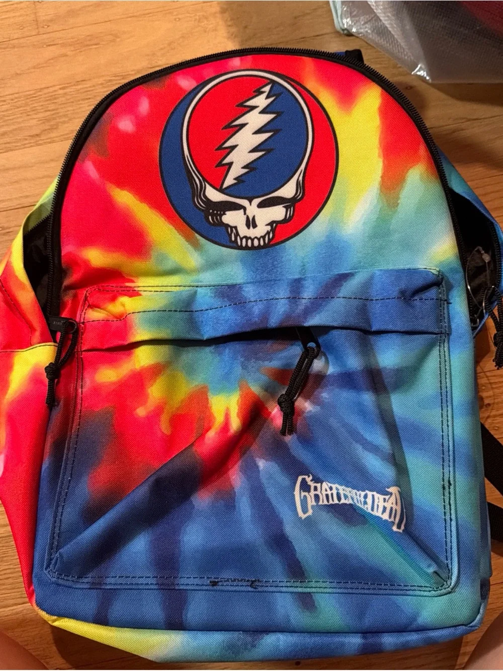Grateful Dead Tie-Dye Steal Your Face Skull Backpack - Red Blue Yellow